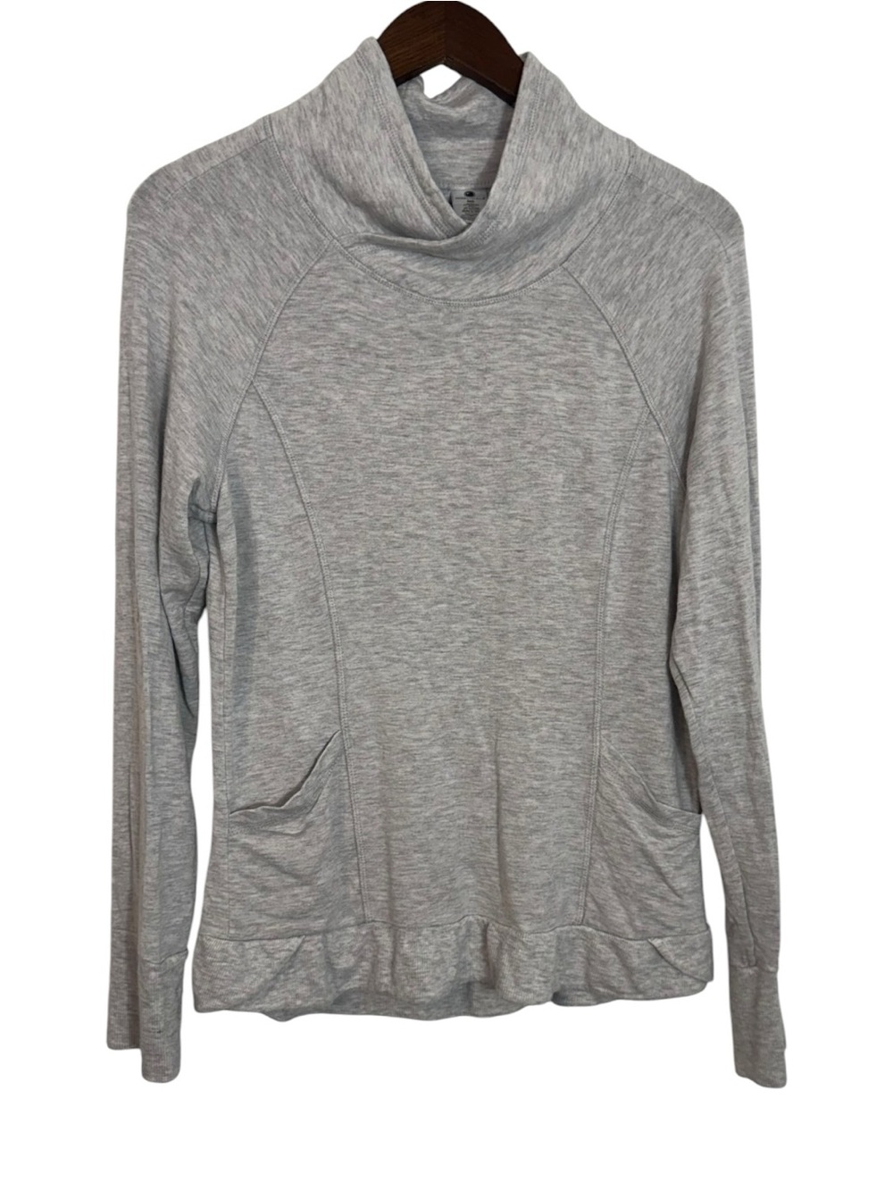 Yogalicious Soft Cross Neck Pullover Pocket Sweater Heather Gray Medium